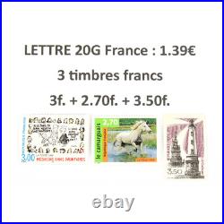 Lot De 100 Affranchissements Pour Lettres 20g France Avec 3 Timbres En Francs