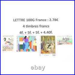 Lot De 50 Affranchissements Pour Lettres 100g France Avec 4 Timbres En Francs