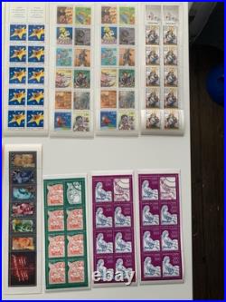 Lot de 49 planches timbres France variés Collection Croix-Rouge, BD, Coeur Etc