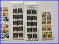 Lot de 49 planches timbres France variés Collection Croix-Rouge, BD, Coeur Etc
