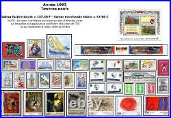 Lot de timbres postes neufs français-années 1990-1991-1993-1994-1995-Collection