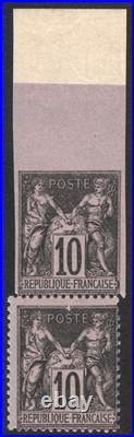 N°103g (Maury) Sage 10c noir sur lilas ND tenant à D /TB BDF Cert. Behr