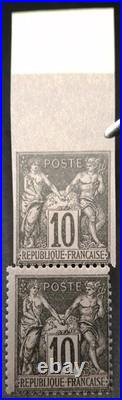 N°103g (Maury) Sage 10c noir sur lilas ND tenant à D /TB BDF Cert. Behr