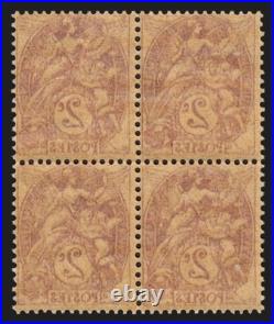 N°108g, variété impression recto-verso, 2c brun-lilas, neufs TB