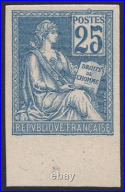 N°114d Mouchon 25c bleu Type I Non Dentelé /TB Signé Calves