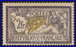 N°122, Merson 2fr violet et jaune, neuf avec charnière, Certificat JF. BRUN