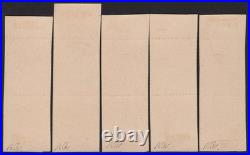 N°129-133 Semeuse lignée, Série compl. Dentelure figurée, Paires R Cert. Brun