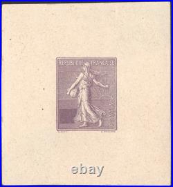 N°129/33 Semeuse lignées 4 Épreuves avec valeur évidée TB Cert. Brun