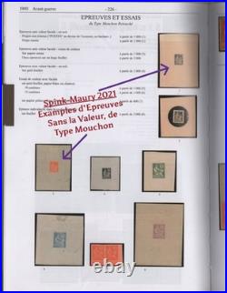 N°129/33 Semeuse lignées 4 Épreuves avec valeur évidée TB Cert. Brun