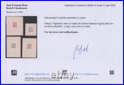 N°129/33 Semeuse lignées 4 Épreuves avec valeur évidée TB Cert. Brun