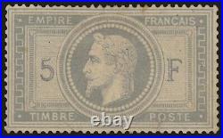 N°33, Napoléon Lauré 5fr gris-violet, neuf  sans gomme TB D'ASPECT