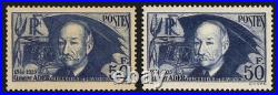 N°398/398a, Clément Ader 50fr outremer + variété papier épais, neufs TB