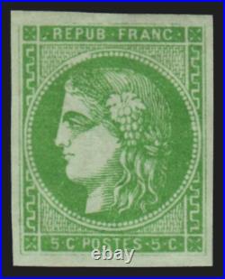 N°42B, Cérès Bordeaux, 5c vert-jaune, neuf sans charnière TB