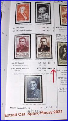 N°846A 1er Tirage/Erreur Emile Baudot oblitéré sur Enveloppe Cert. Brun RARE