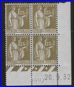 N°YT 287 Type Paix bloc de 4 exemplaires coin daté neuf SUP