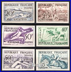 Non Dentelé 1953 # 955-960 Série Essais Couleurs J. O. Helsinki, Neuf Sportif