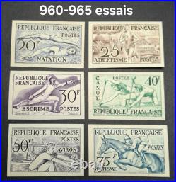Non Dentelé 1953 # 955-960 Série Essais Couleurs J. O. Helsinki, Neuf Sportif