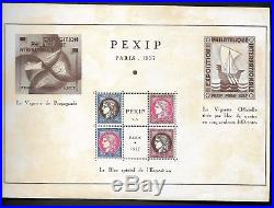 Plaquette PEXIP de l' Exposition de 1937 avec bloc et vignettes