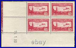 Poste Aérienne n°5/6, blocs de quatre coins datés 1930, neufs TB