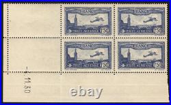 Poste Aérienne n°5/6, blocs de quatre coins datés 1930, neufs TB