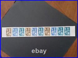 Rare bande 10 timbres France essais de couleur non dentelés neufs XX yt 1532