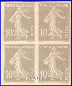 SUPERBE Bloc 4 Essais Couleur ND N°159 Semeuse camée 10c. En BEIGE cdf NSG/SUP