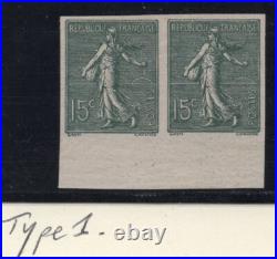 Semeuse 130 /MNH Paire bdf non dentelé et RECTO/VERSO intégral superbe RR