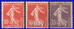 TIMBRES FRANCE année 1906 Type SEMEUSE fond Plein Série n°134 au n°136. NEUF