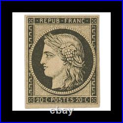 TIMBRE FRANCE TYPE CÉRÈS N° 3f NEUF SANS CHARNIÈRE SIGNÉ EXPERT CHEZ BRUN RARE