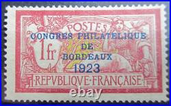 Timbre France N° 182 Congres Philatelique De Bordeaux 1923 Neuf Sans Gomme
