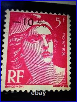Timbre France Non Emis Gandon 5f Rose Surchargé-10% Neuf Certificat Signé Ttb