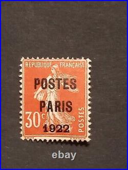 Timbre France preoblitéré yt 31 POSTES PARIS 1922 neuf sg signé Calves