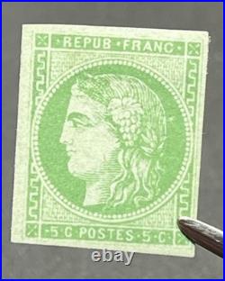 Timbre classique 42B 5c vert émission de Bordeaux neuf, signé Scheller