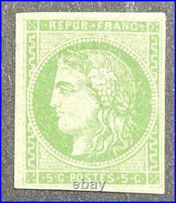Timbre classique 42B 5c vert émission de Bordeaux neuf, signé Scheller
