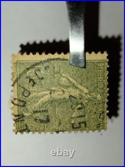 Timbre de France 15c vert gris(1) de 1903 N°130 Cote320 Oblitéré