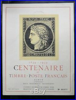 Timbres France Album Centenaire Du Timbre Francais 1849 / 1949 27 Vignettes