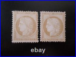 Timbres France Cérès n° 55 et 59 neufssignés dents courtes voir scan