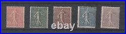 Timbres France neufs MNH année 1903 n° 129 à 133 (Y&T) certificat