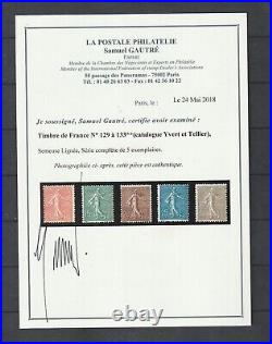 Timbres France neufs MNH année 1903 n° 129 à 133 (Y&T) certificat