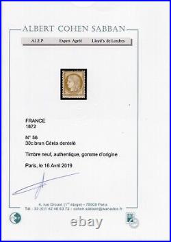 Timbres France numéro 56 N Certificat photo