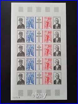 Timbres France rare feuille De Gaulle CFA variété non dentelé neufs XX