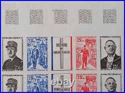 Timbres France rare feuille De Gaulle CFA variété non dentelé neufs XX
