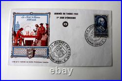 Timbres france 1945 à 1954, journée du timbre, neuf, oblitéré, 4FDC, 3 feuilles