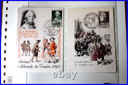 Timbres france 1945 à 1954, journée du timbre, neuf, oblitéré, 4FDC, 3 feuilles