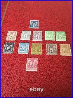 Timbres france neuf gomme d origine type sage 16 timbres DONT TROIS DOUBLES LE 5