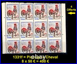 VARIÉTÉ 8 COQ 1331f Piqués à Cheval, Neuf = Cote 400 / Lot Timbres France