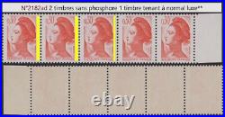 VARIETE N°2182ad TYPE LIBERTE 0,30c ORANGE 2 TIMBRES SANS PHOSPHORE 1 TAN