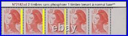VARIETE N°2182ad TYPE LIBERTE 0,30c ORANGE 2 TIMBRES SANS PHOSPHORE 1 TAN