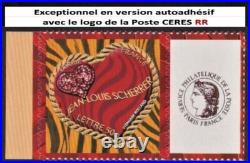 VARIETE N°3864A ADHESIF TVP 50g COEUR SCHERRER AVEC LE LOGO DE LA POSTE CERES