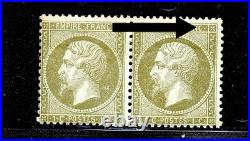 Variete C Cartouche Sup / 1c Napoleon No19 En Paire / Cote Min 600e Variete C Cartouche Sup / 1c Napoleon No19 En Paire / Cote Min 600e